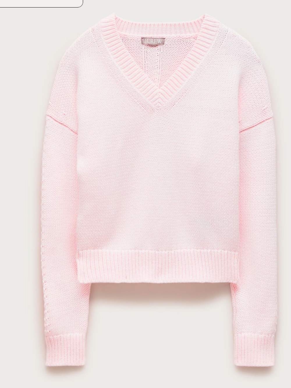 J crew white rose Cotton-blend V-neck pullover sweater